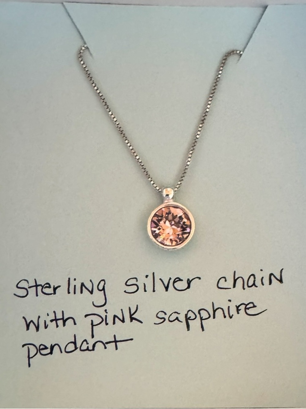 Sterling Silver Pink Sapphire Pendant Necklace